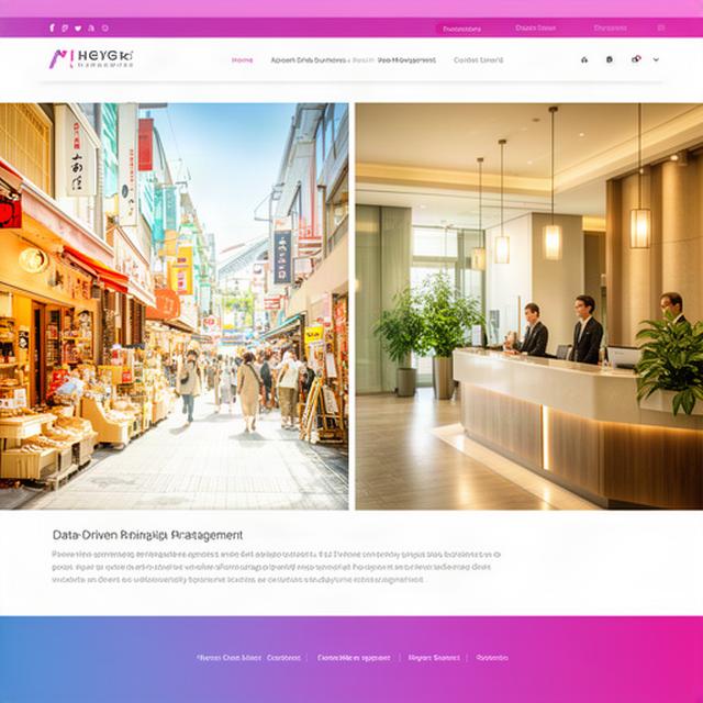 明るい商店街の店舗とホテルのフロントを組み合わせた小売・宿泊事業の風景